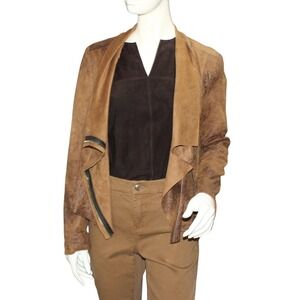 Silence + Noise Urban Outfitters Faux Suede Draped Moto Jacket Brown Size S